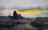 Percy French, Ruin At Sunset, Watercolour