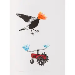 A.H.C. McDonald, Singing Magpie, Swooping Season, 2020, composition relief print, ed. 1/1