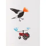 A.H.C. McDonald, Singing Magpie, Swooping Season, 2020, composition relief print, ed. 1/1