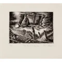 Rick Amor, The Rock and the Sea, 1990, etching, ed. 2/30