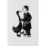 John Ryrie, Leda II, 2022, linocut, ed. 2/35
