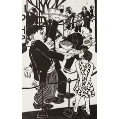 John Ryrie, Waiter's Race, 2016, linocut, ed. 2/36