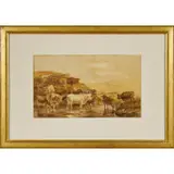 William Luker, Cattle Drinking in a Creek, 1858, watercolour on paper