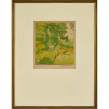 Hall Thorpe, A Country Lane with Cottage and Grazing Cattle, woodcut