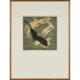 Norbertine Bresslern-Roth, Attack (Black Panther and Gazelles), linocut