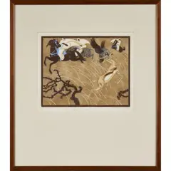 Norbertine Bresslern-Roth, Gazelle Hunt, linocut