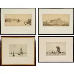 Four Maritime Etchings By William Lionel Wyllie Ra Rba, Each signed lower left: W L Wyllie, etching