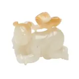 * Please note this lot is offered no reserve. by Qing Dynasty A Chinese White Jade Carved Boy Holding A Lotus Leaf, drawing, sold Aug 2026