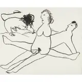 Sidney Nolan, (Lovers and Dog), c.1965, crayon on paper