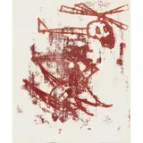 (Skull Helicopter and Nesting Bird) by Sidney Nolan, 1967, mixed media and transfer drawing on paper, sold May 2026