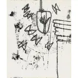 Sidney Nolan, (Mantelpiece, Lamp and Moth), c.1965, transfer drawing on paper