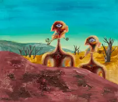 Albert Tucker, Emerging Gods, 1971, synthetic polymer paint on canvas