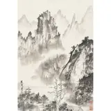 Lu Rong'En, Landscape, ink on paper