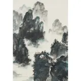 Lu Rong'En, Landscape, ink and colour on paper