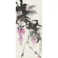 Xu Min, Grapes and Grasshopper, ink and watercolour on paper