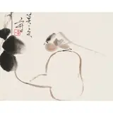 Mok E-Den, Bird and Gourd, watercolour and ink on paper
