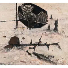 Clifton Pugh, Big Bird & Little Bird, 1969, oil on board