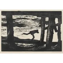Rick Amor, Runner, 1987, woodcut, ed. 9/10