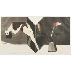 George Baldessin, Performance, 1971, etching, aquatint and coloured stencils, edition of 25