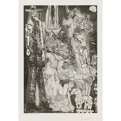 Pablo Picasso, Souvenirs: Cirque, avec El Gigante, et Autoportrait en Bébé-Viellard, from the 347 Series, 1968, aquatint with etching and drypoint on Rives wove paper, ed. A/P of 17 (the total edition was 50)
