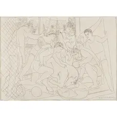 Pablo Picasso, Cheval Mourant, 1931, etching on Japon Nacré paper, from the edition of 40 (the total edition was 102)