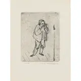 Fred Williams, Harmonica Player with Microphone, 1955-1956, etching, ed. 3/18