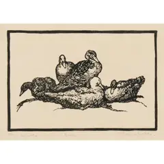 Napier Waller, Ducks, 1923, linocut, ed. 11/35