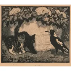 Lionel Lindsay, The Demon, 1925, wood-engraving, ed. 85/100