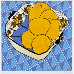 Aileen Brown, Quinces and Roses, 1985, linocut, ed. 23/50