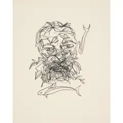 (Man and fish) by Sidney Nolan, c.1963, crayon on paper, sold Jul 2026