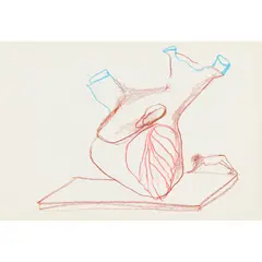 (Heart sculpture) by Sidney Nolan, c.1986, crayons on paper, sold Jul 2026
