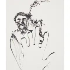 (Faces and hand) by Sidney Nolan, c.1955, ink on paper, sold Jul 2026