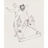 Sidney Nolan, (Faun and woman), c.1950, ink on paper