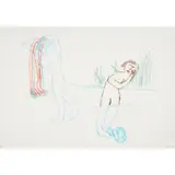 Sidney Nolan, (Bathers in a river), 1978, crayon on paper