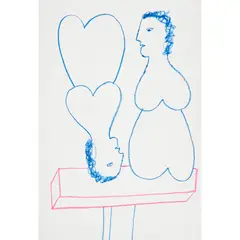 Sidney Nolan, (Two women), crayon on paper
