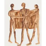 Sidney Nolan, Two bathers holding striped towel behind a third, 1954, mixed media on paper