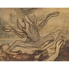 (Drought carcass) by Sidney Nolan, c.1953, mixed media on paper, sold Jul 2026