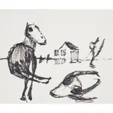 Sidney Nolan, (Drought carcass), c.1955, ink on paper