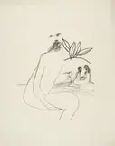 Sidney Nolan, Seated Figures, 1963, crayon on paper