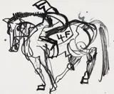 Horse and Rider by Sidney Nolan, ink on paper, sold Feb 2026