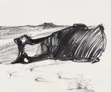 Abandoned Car Wreck in the Desert, USA by Sidney Nolan, c.1959, ink on paper, sold Feb 2026