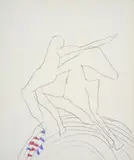 Sidney Nolan, Greek Theme: Figure and Horse, c.1956, mixed media on paper