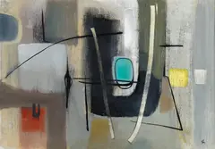 No. 55/2 by Rolf Cavael, Öl auf Hartfaser, sold May 2017