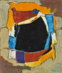 Francis Bott, Ohne Titel, 1963, Öl auf Papier auf Leinwand aufgezogen