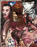 YSL's Vorgeburt (Nanny's Baby) (Yves Saint Laurent!) by Jonathan Meese, Öl und Haare auf Leinwand, sold May 2017