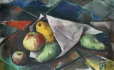 Stillleben mit Äpfeln und Birnen (1) by Karl Hofer, Öl auf Karton, sold May 2017