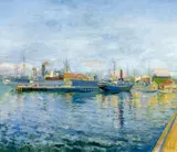 Conrad Felixmüller, Kristiansand - Nachmittagssonne über Hafen und Stadt, 1938, Öl auf Leinwand