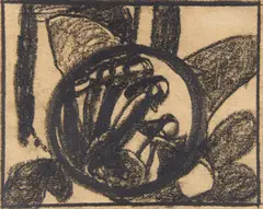 Komposition mit Kreis (Vögel im Nest) by Adolf Hölzel, Kohle und Grafit auf Velin, sold Jun 2017