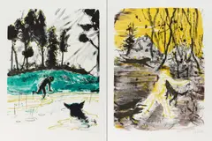 Daniel Richter, Zwei Farblithografien, 2005, a) Hundewasser