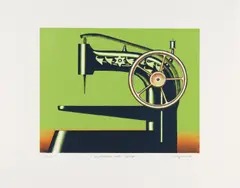 Konrad Klapheck, Die Unschuld der Sphinx (L'impazienza della sfinge), 1998, Farblithografie (Metallplatte) auf Velin